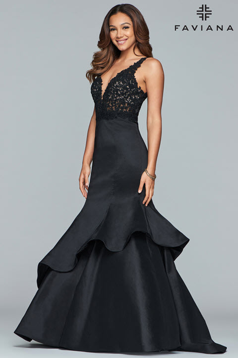 faviana black dress