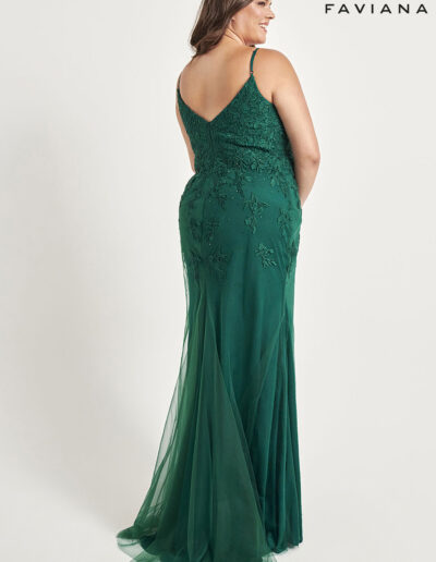 Faviana Prom 9539 Forest Green Back